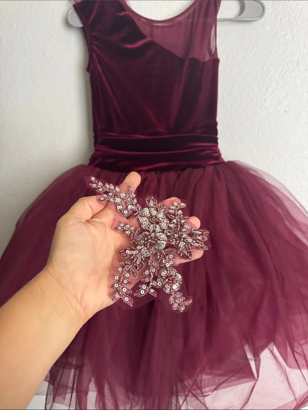 Weissman Burgundy Leo Tulle Dance Costume size children’s XL